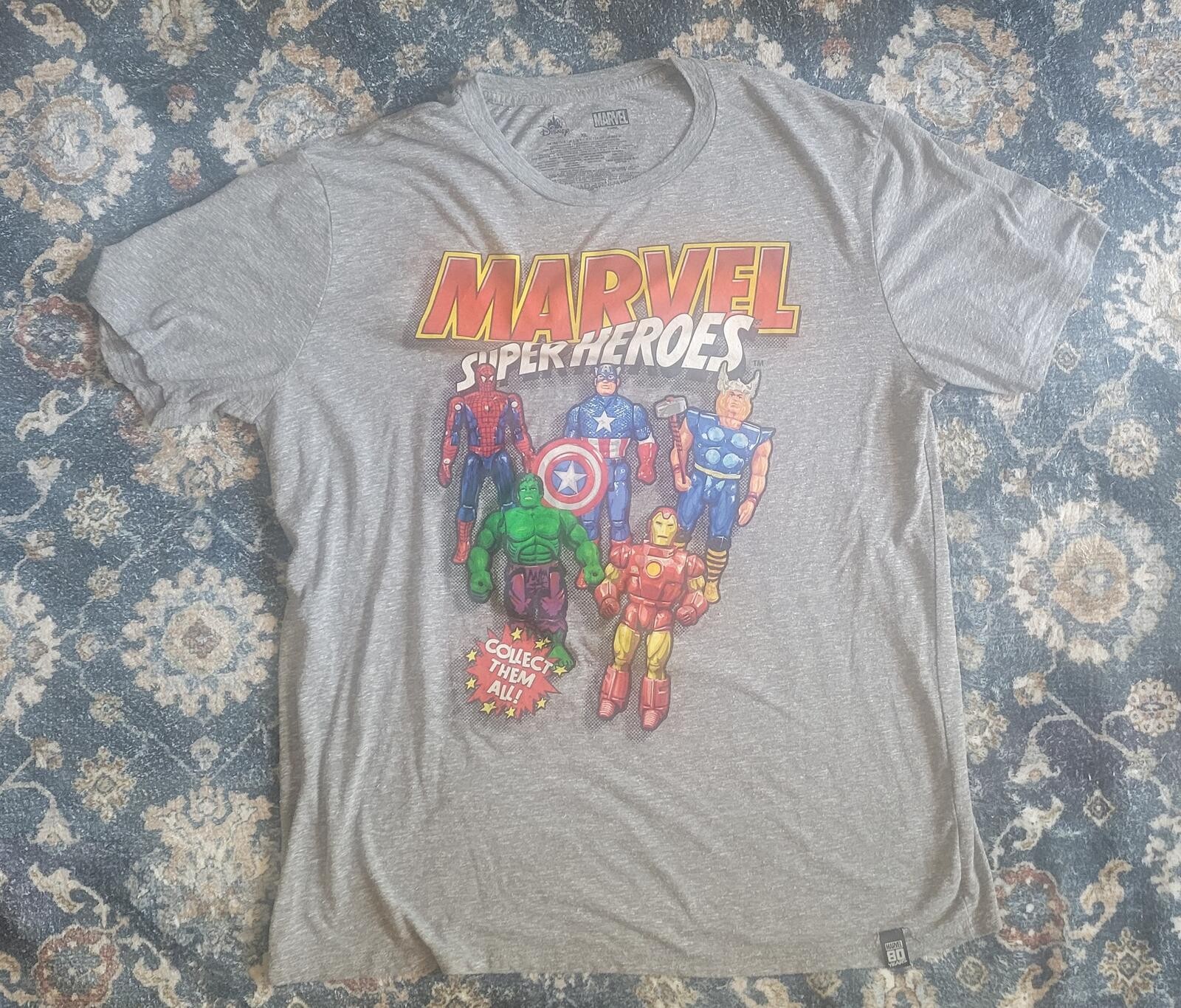 Marvel Super Heroes Graphic T-Shirt Gray Comic Book Tee