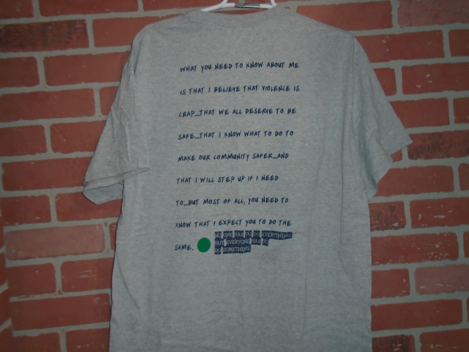 GREEN DOT MENS STOP THE VIOLENCE TSHIRT SIZE XL