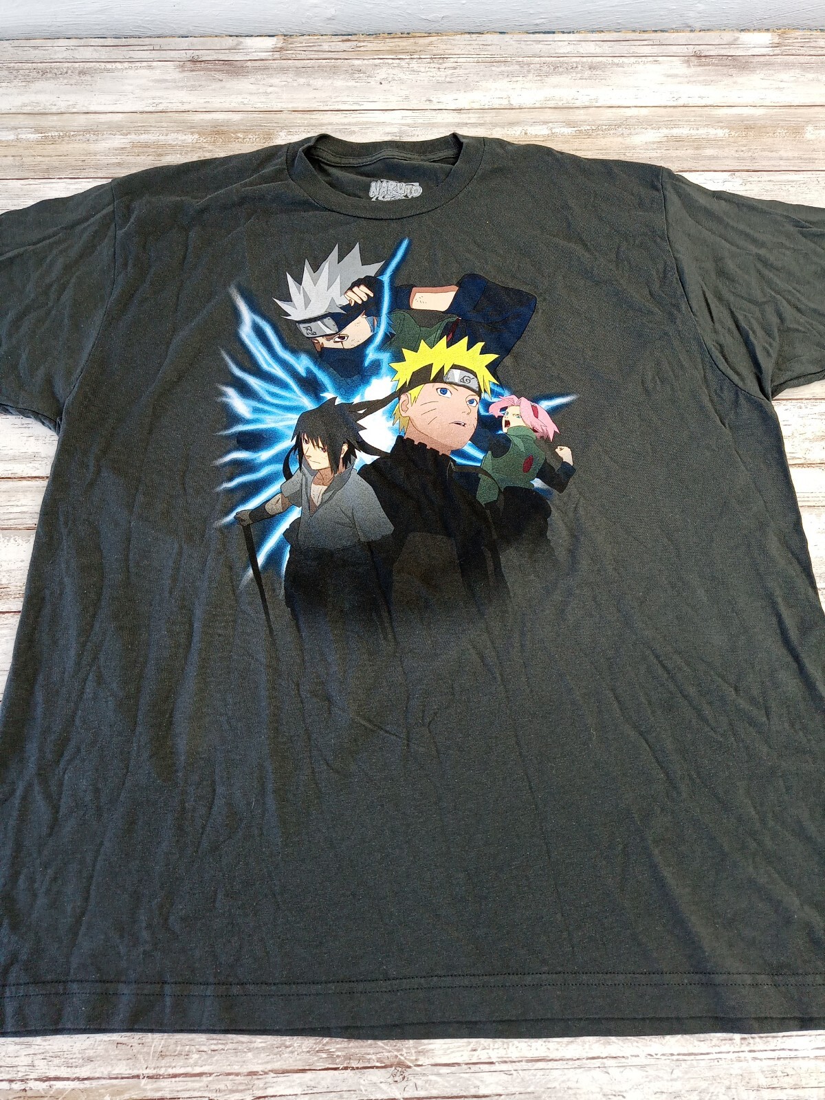 Naruto Shippuden T-shirt Size Extra Large XL gray Vintage Sasuke Kakashi 02-07
