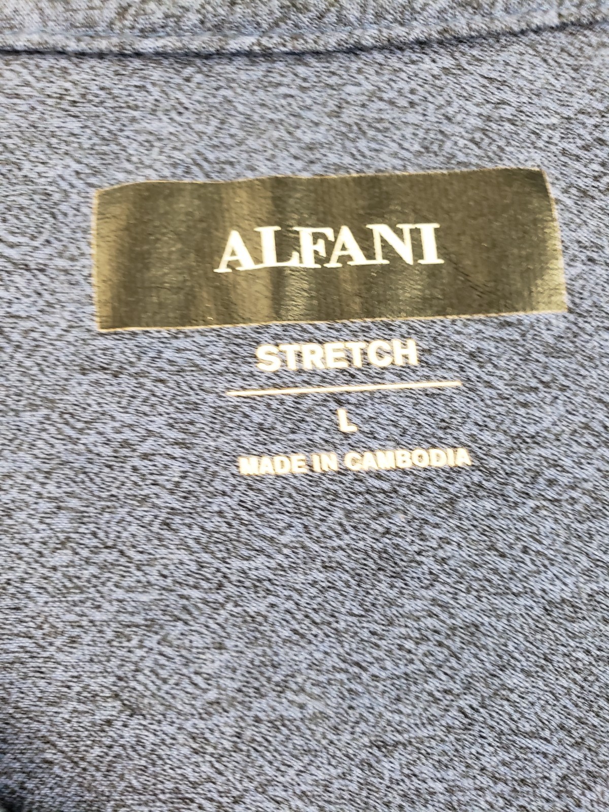 Alfani Men T Shirt L Blue Textured Henley Short Sleeve Stretch Summer Casual