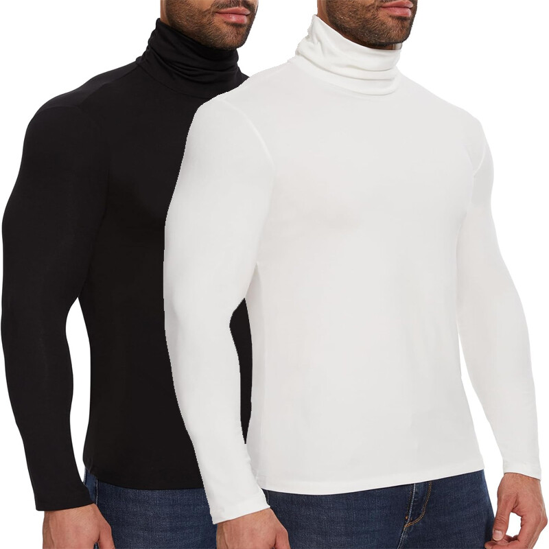 Men High-Neck Mock Turtleneck Solid Undershirt Long Sleeve Pullover Basic Layer