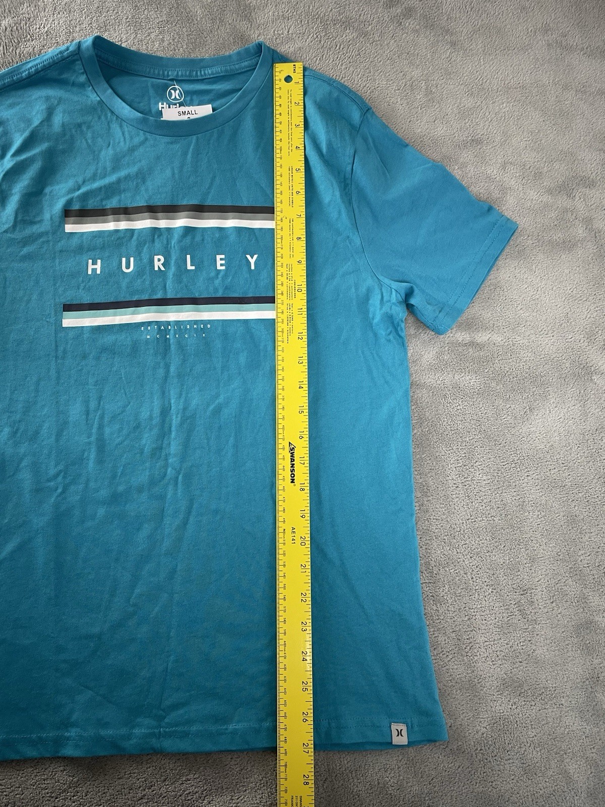 Hurley Logo T Shirt Men’s Small Teal Blue New With Tags Short Sleeve