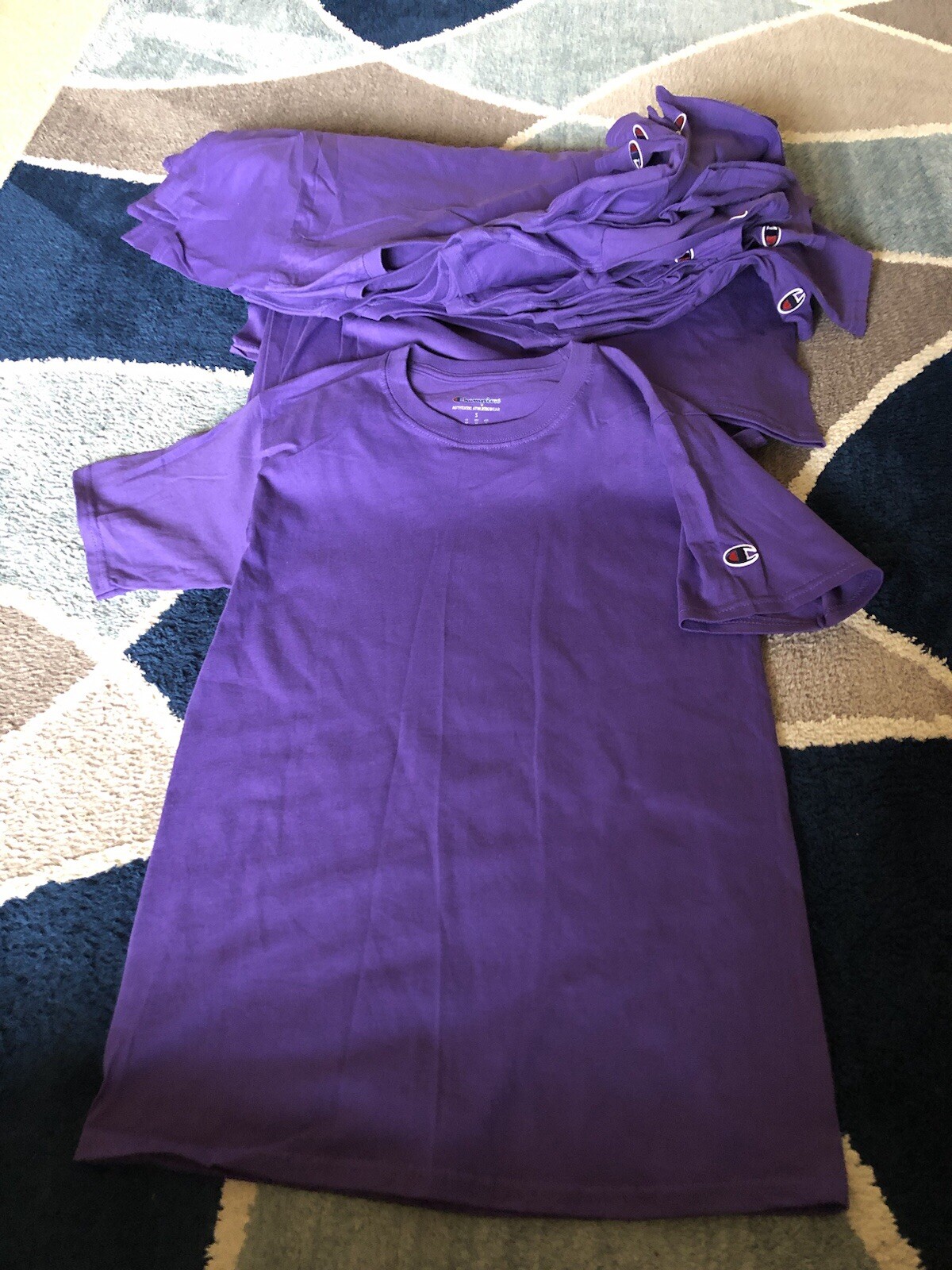 Bulk Lot Of 17 New Champion 100% Cotton T-Shirt T425 Purple Tagless SMALL