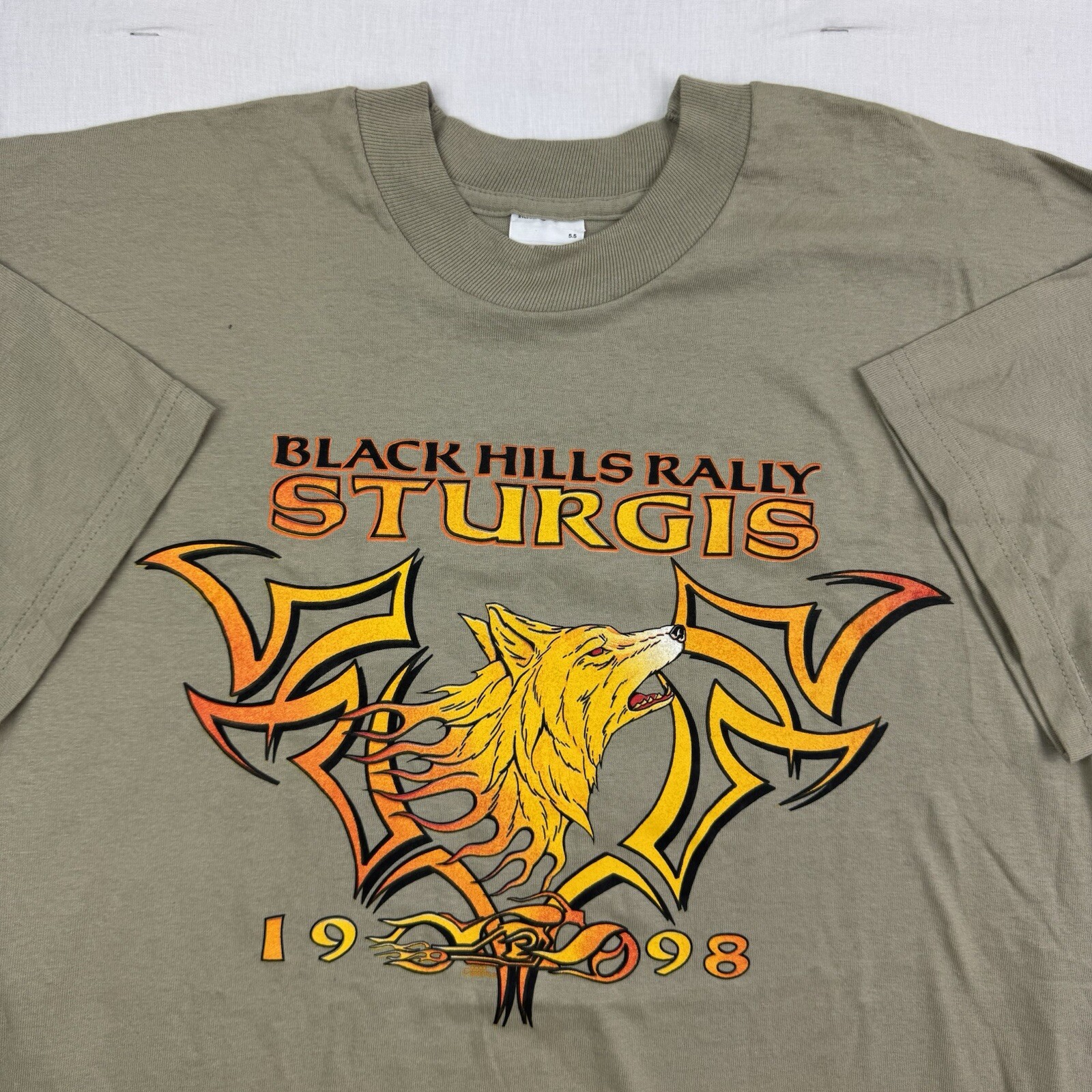 Vintage Sturgis T Shirt Adult XL Tan Black Hills Biker Rally 1998 Motorcycle 90s