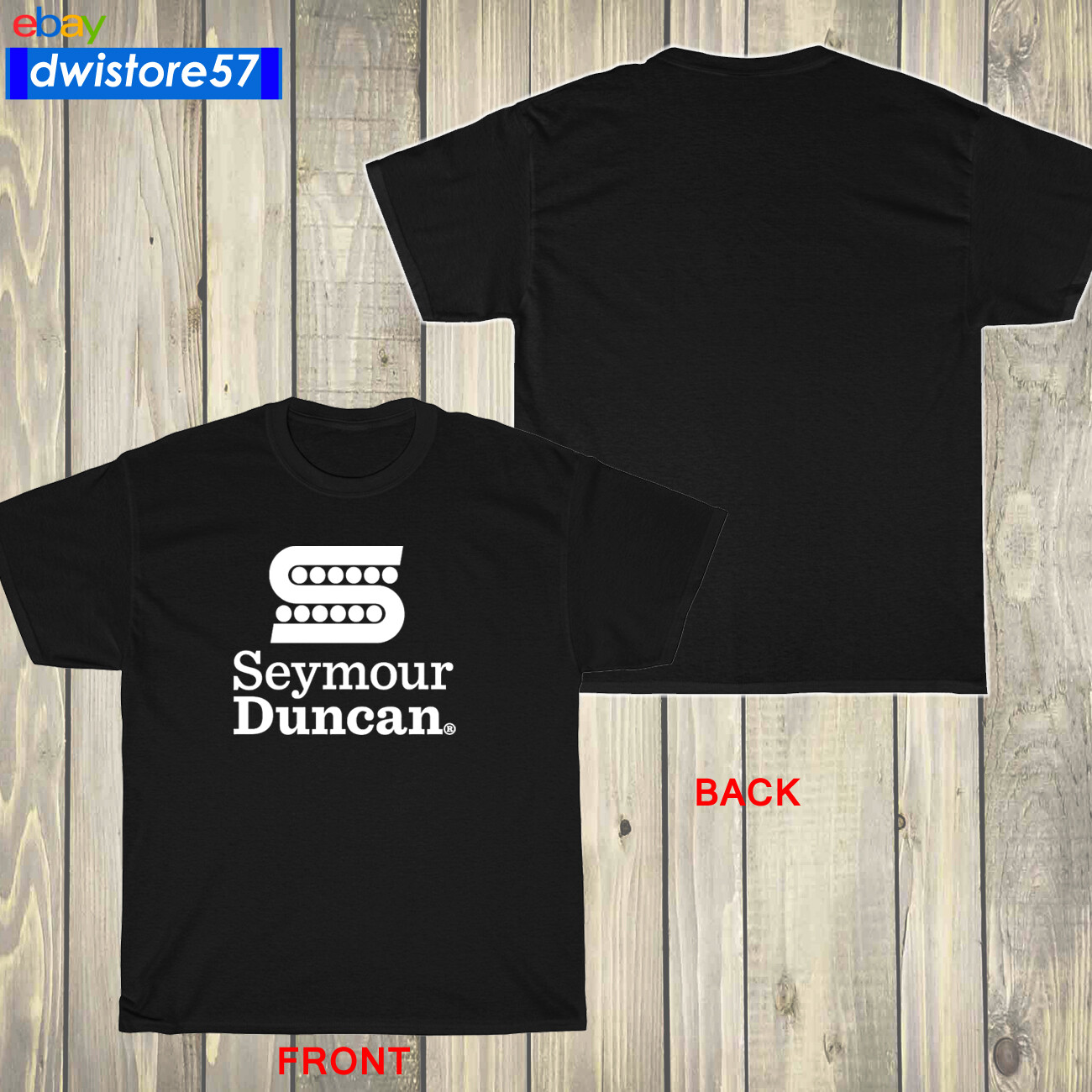 New Seymour Duncan Music Guitar Logo Black/Navy/White/Grey T-Shirt S-5XL
