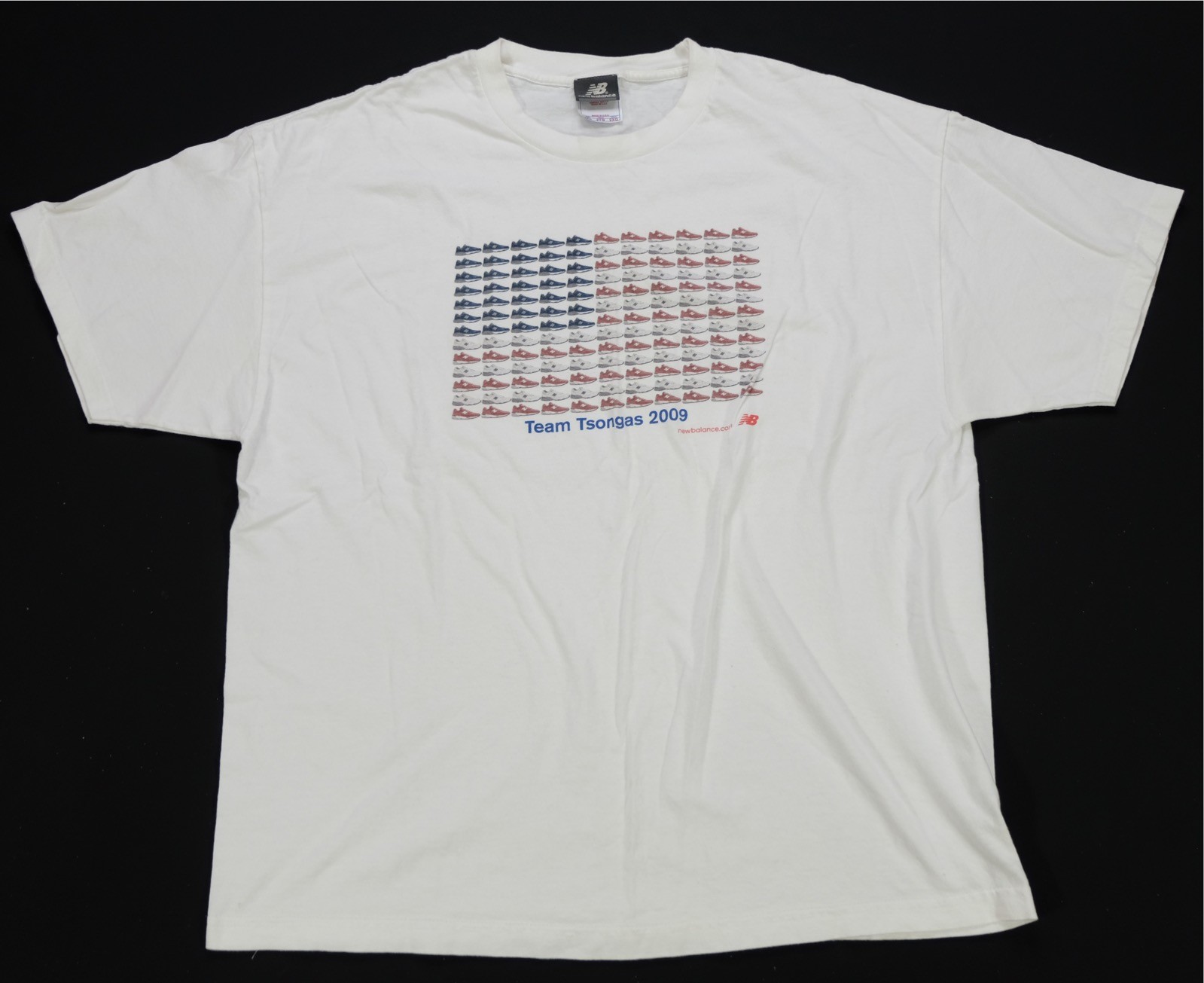 Rare Vintage NEW BALANCE Team Tsongas 2009 Sneaker Flag T Shirt 2000s White 2XL