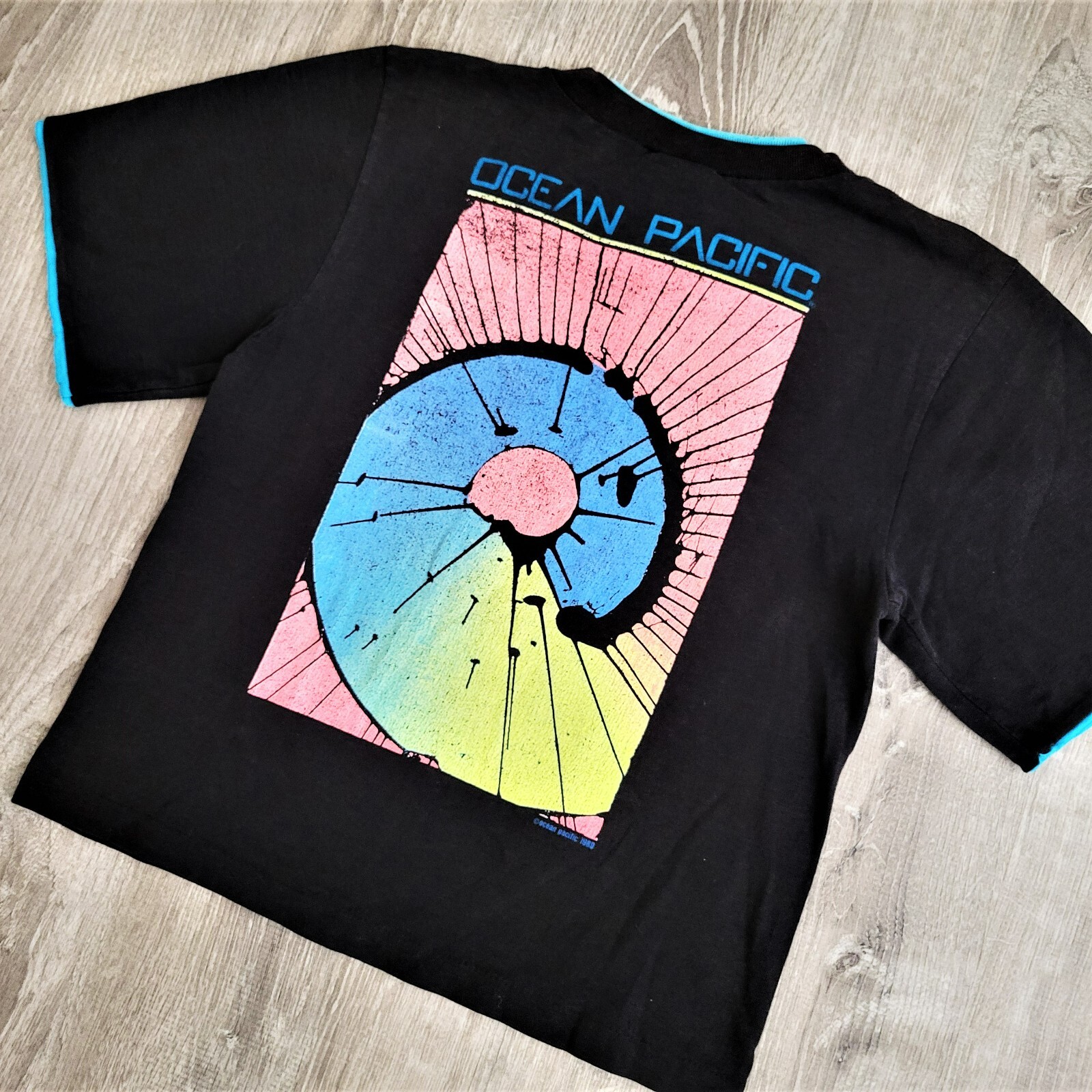 Vintage 80s Ocean Pacific T Shirt Vtg 1989 Psychedelic Surf Skate OP Tee USA S