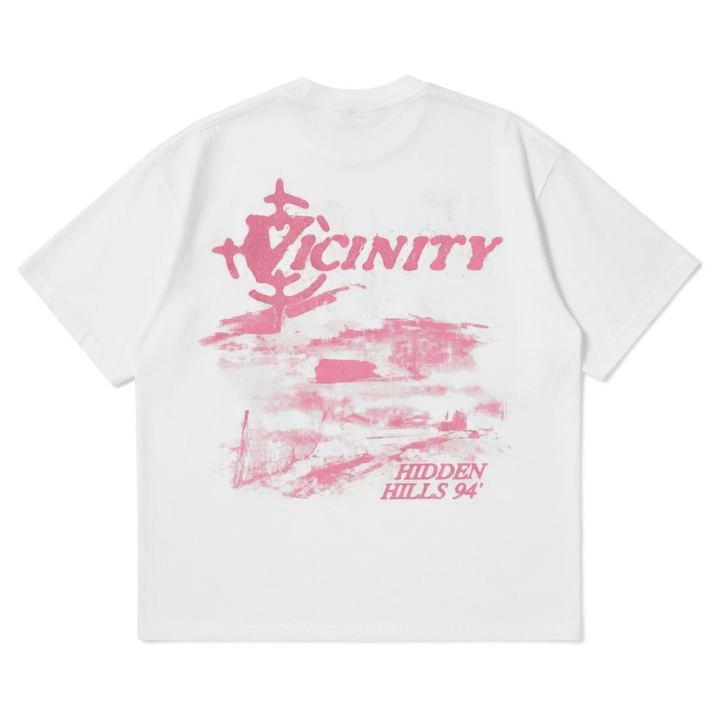Vicinity Hidden Hills 94 Pink Graphic Y2K Aesthetic Retro Mens Cotton Shirt