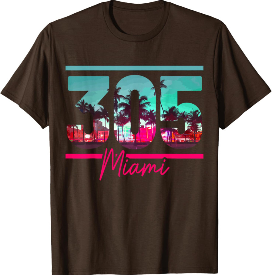 Miami 305 Area Code Florida Vintage Palm Trees Pride Retro Small T-Shirt