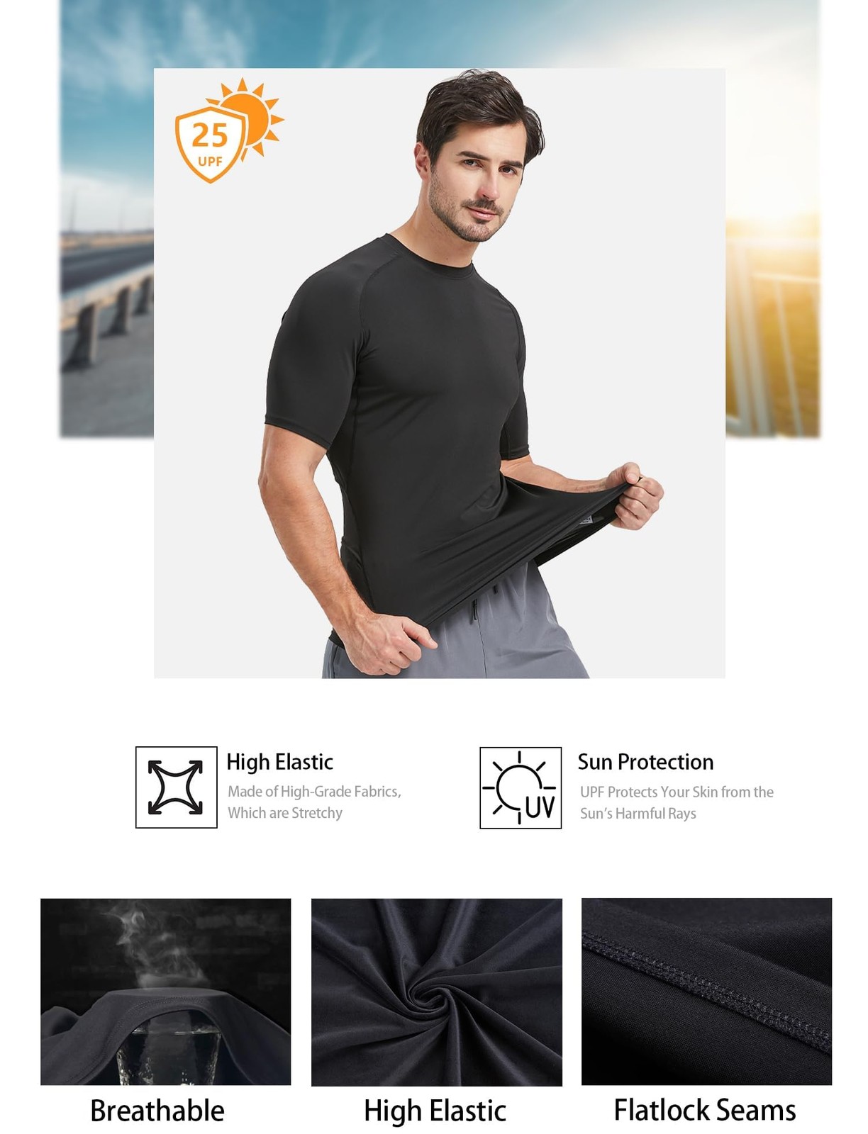 5 Pack Men’s Compression Shirts Short Sleeve Cool Dry Sports Athletic Workout…