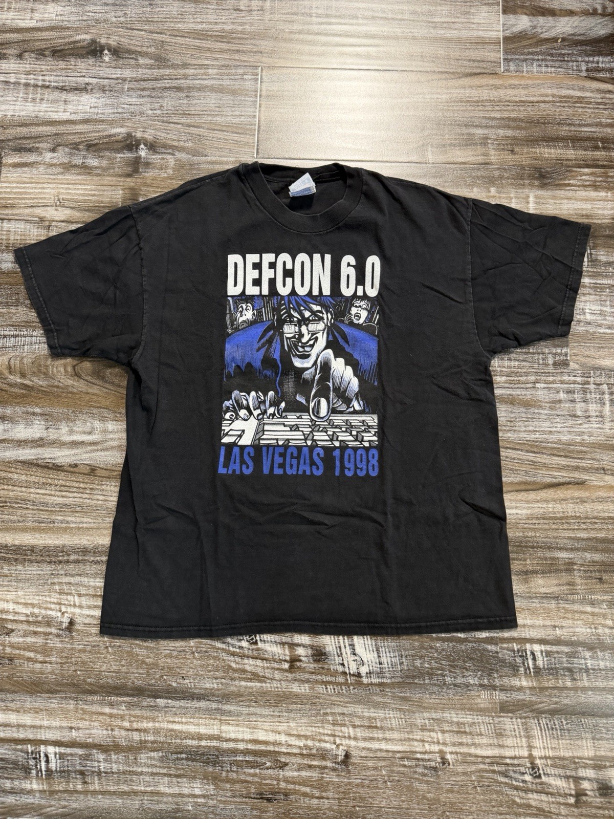 Vintage 90s DEFCON 6.0 Las Vegas 1998 Graphic Crew Neck Tee – Men’s XL
