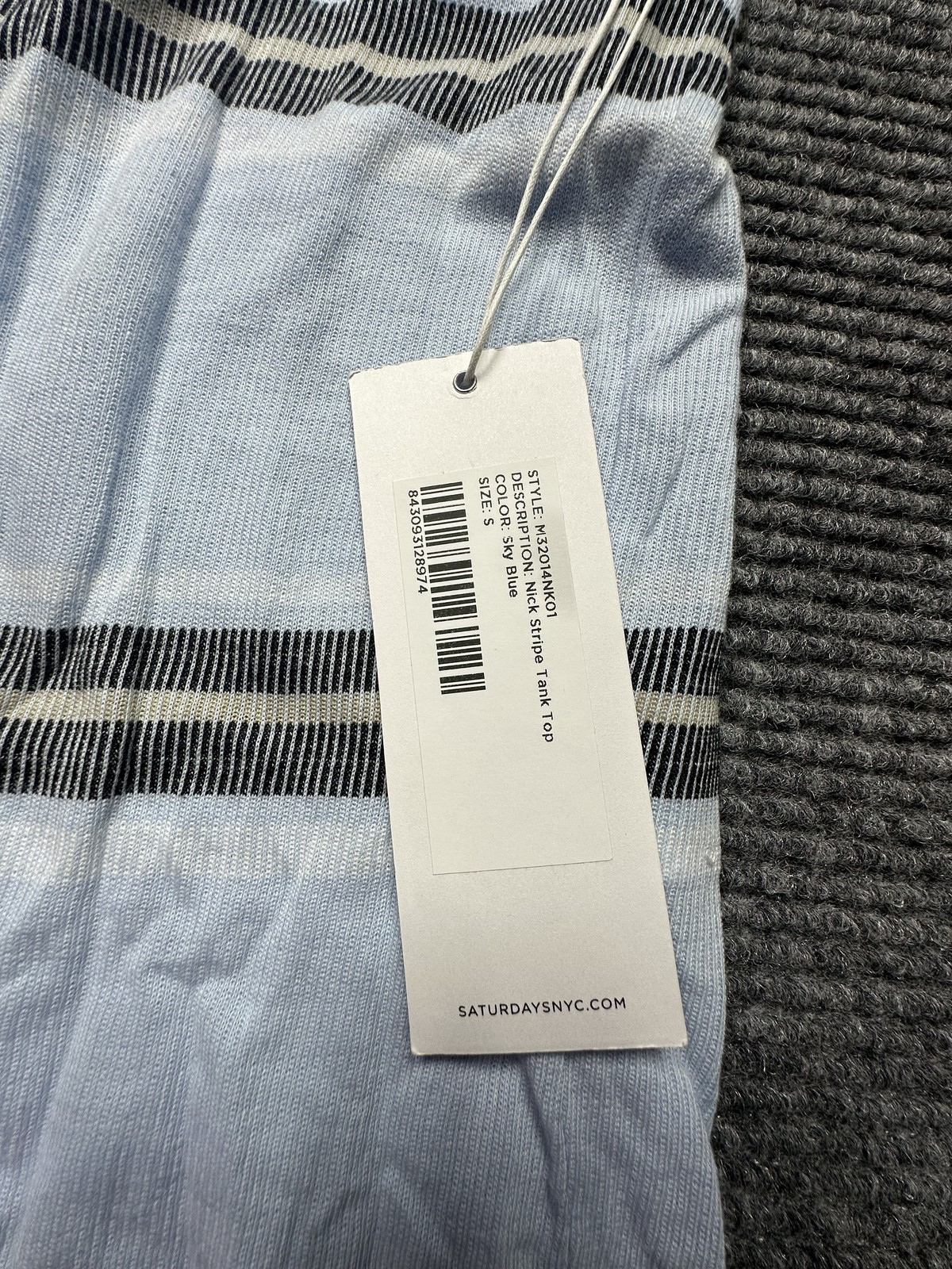 Saturdays New York City Tank Top Mens Small Sky Blue Stripe Nick S Lightweight