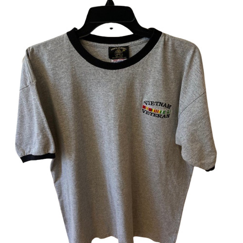 Corps Classics Vietnam Veteran Embroided Short Sleeve T Shirt Mens Gray XL