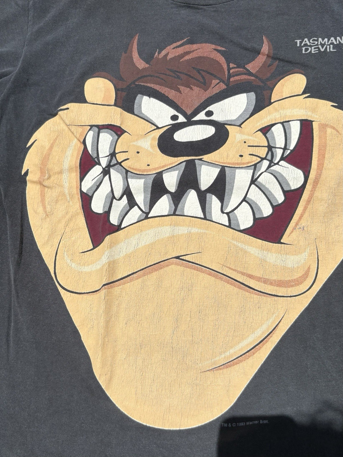 VINTAGE TAZ TASMANIAN DEVIL LOONEY TUNES BIG FACE TEE SHIRT BLACK LARGE 90s