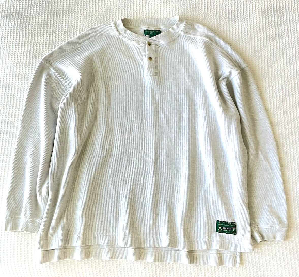VTG Abercrombie & Fitch Mens Size XL Shirt Ribbed Oversized Henley Sport Jersey