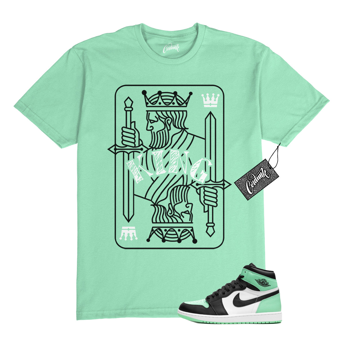 1 Green Glow Mint White Black High T Shirt Match KING