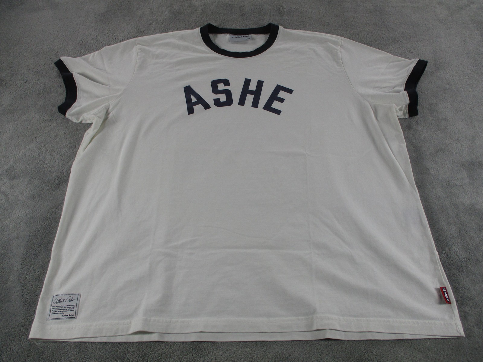 Arthur Ashe Shirt Mens 3XL White ASHE Logo Ringer Tennis Graphic T-Shirt