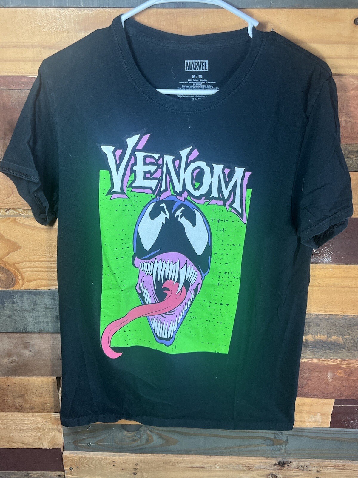 Vintage Marvel Venom Themed T Shirt Black colored Size Medium Marvel brand Tags