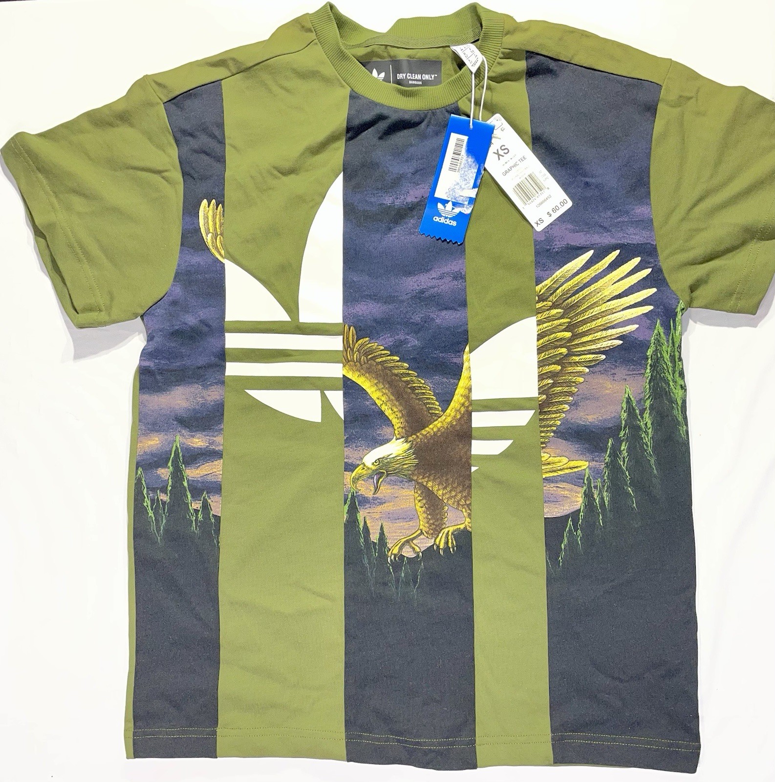 adidas Dry Clean Only Bangkok Graphic Print Crew Neck Tee Green W/XS