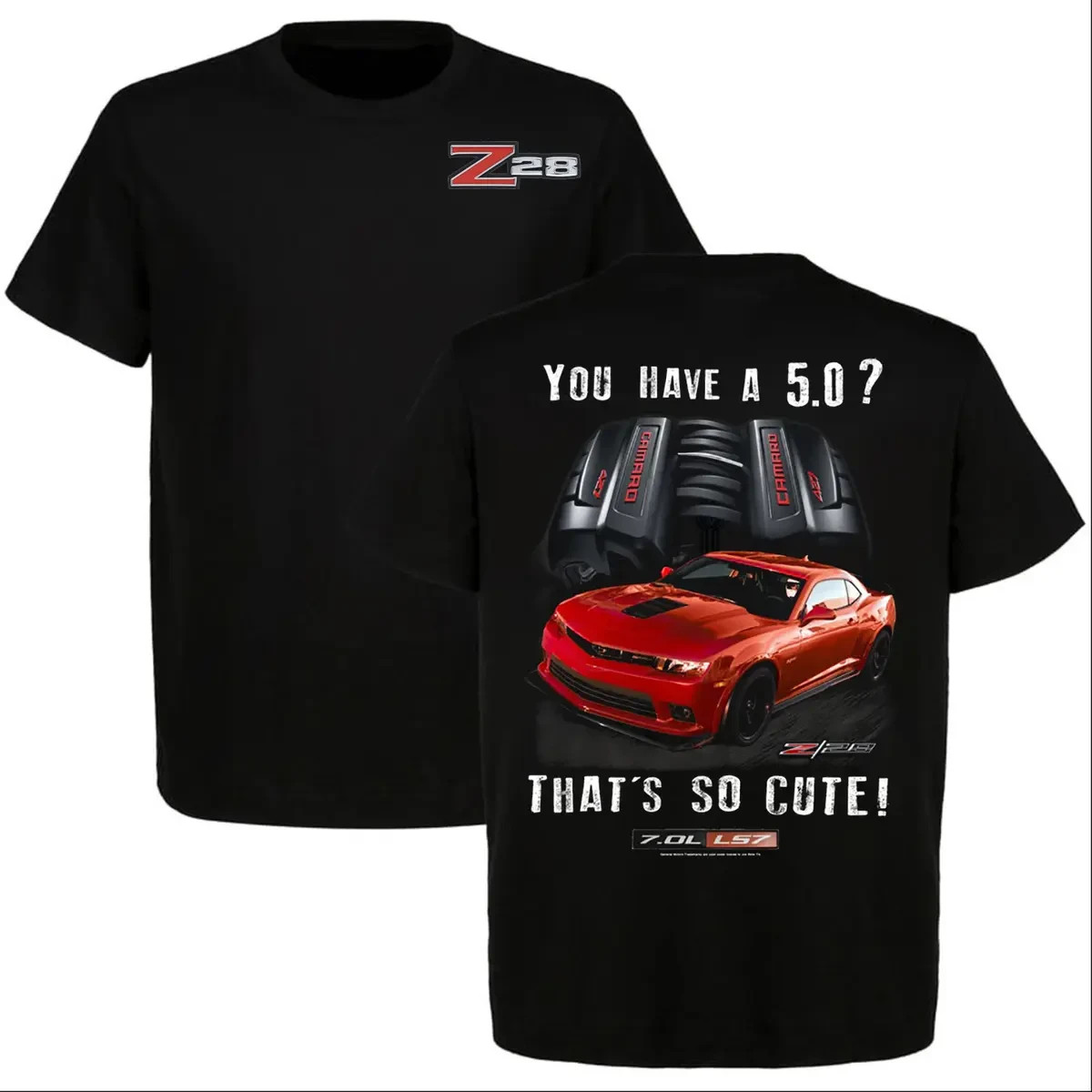 Camaro Z28 Muscle Car Graphic T-Shirt, 7.0L LS7 Performance Racing Car Tee