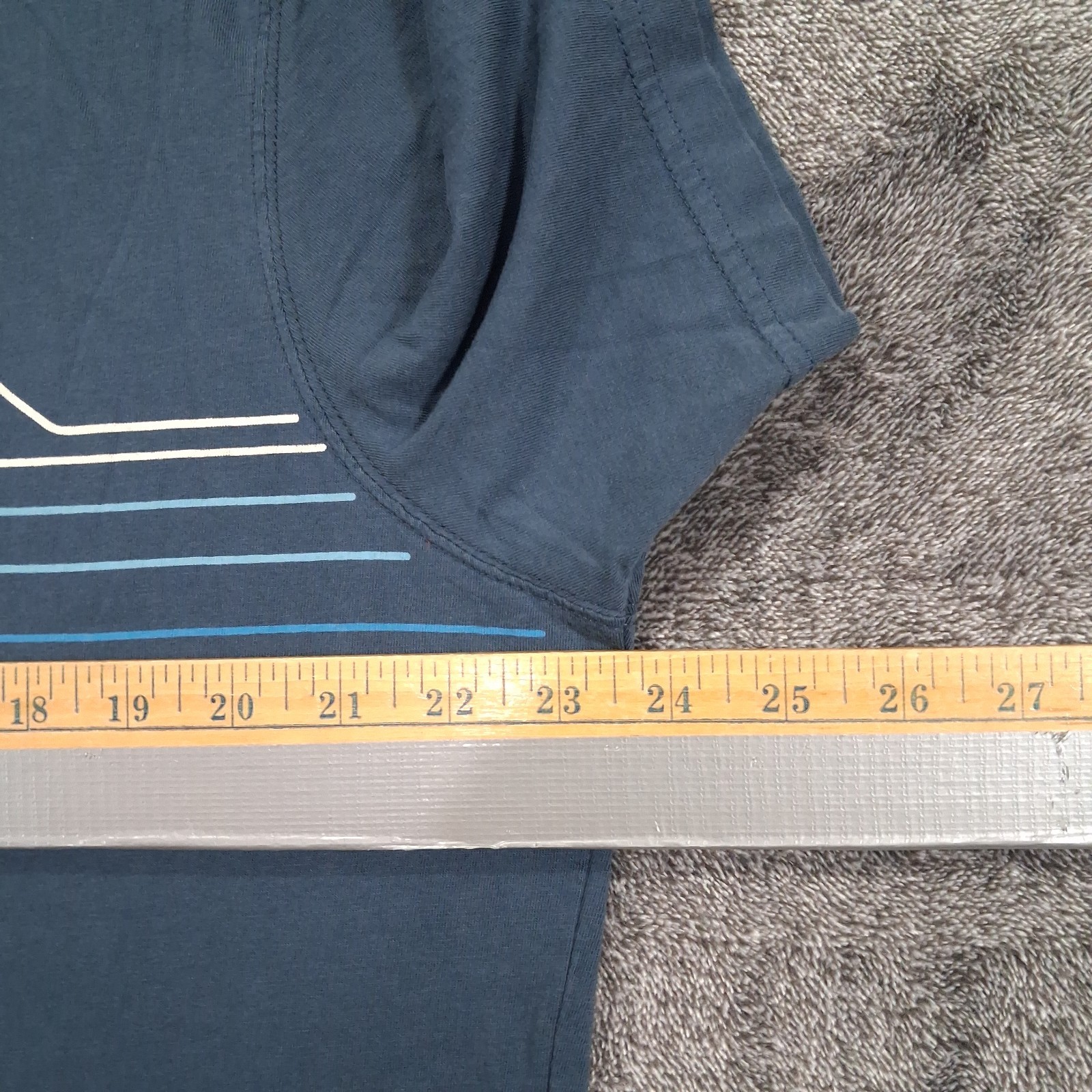 KUHL Wildfibre Mountain Lines T-Shirt Mens XL Blue Crew Neck Organic Cotton
