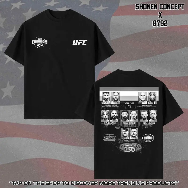UFC MMA Freedom 250th Anniversary T-Shirt USA 250 Years Independence Apparel, 17