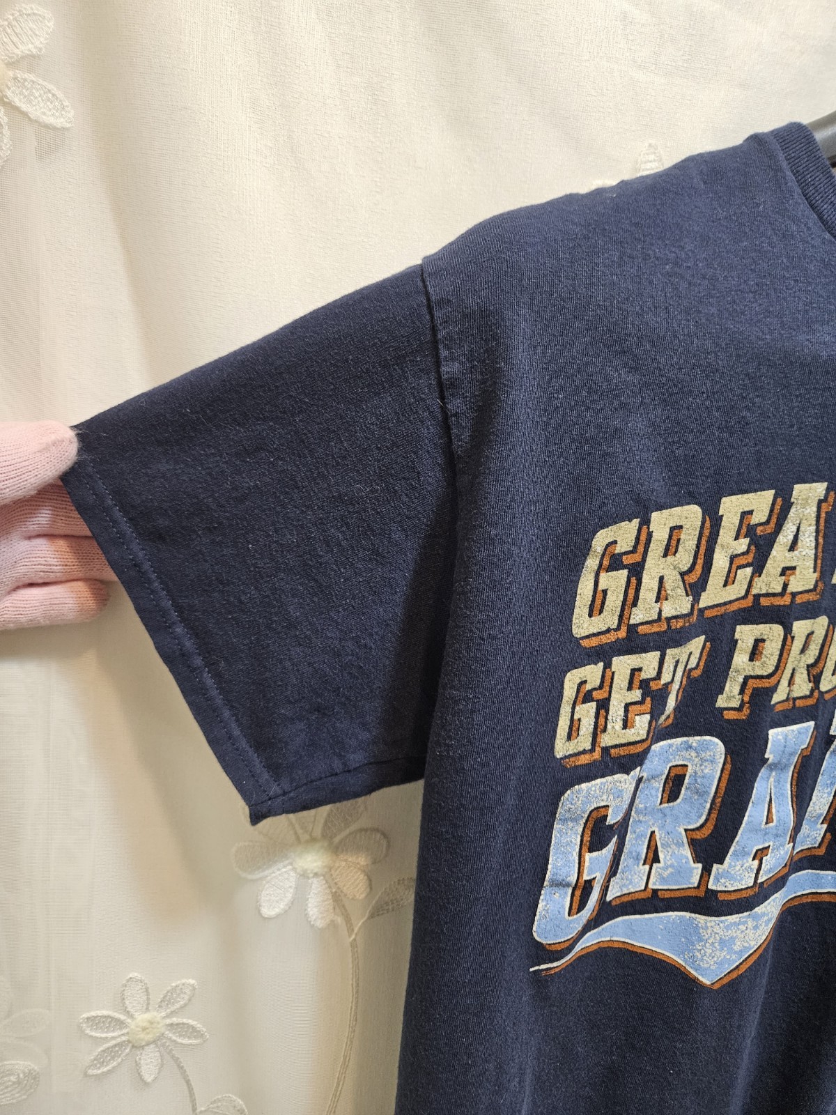 Gildan Mens Large Navy Blue Top Novelty Fathers Day Tribute Family Fits Like Med
