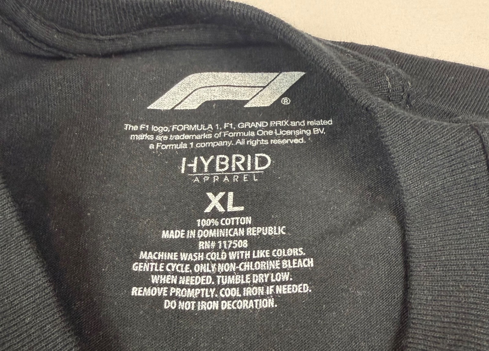 HYBRID APPARAL DARK GRAY AND RED SHORT SLEEVE TEE F1 FORMULA 1