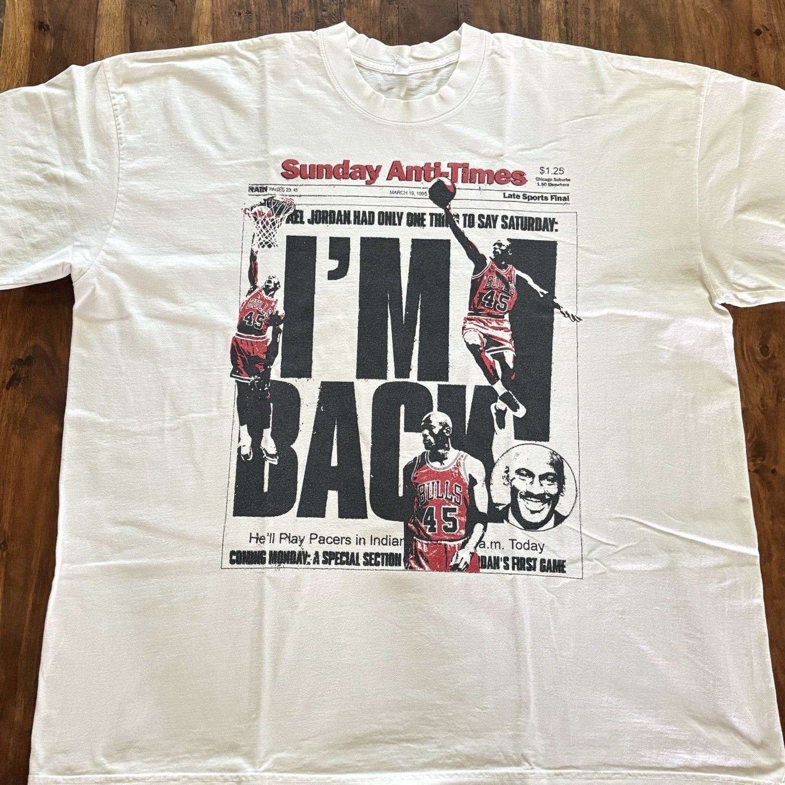Michael Jordan ‘I’m Back’ Sunday Sun Times Anti Studios T-Shirt 3XL RARE