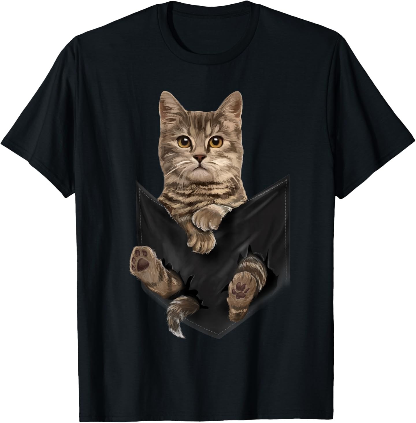 Brown Cat Sits in Pocket T-Shirt Cats Tee Shirt Gifts T-Shirt