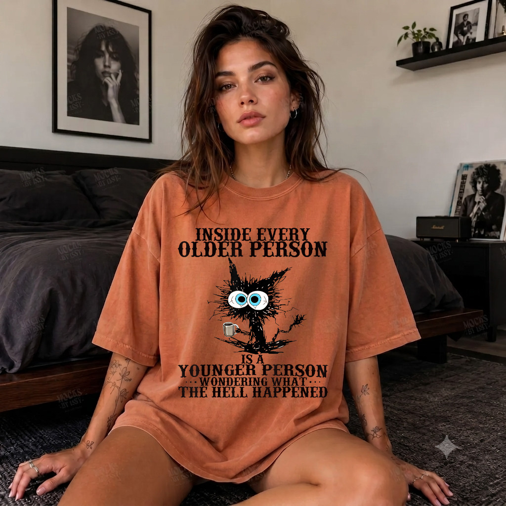 Comfort Colors® Cat Inside Every Older Person is A Younger Person Meme T-Shirt
