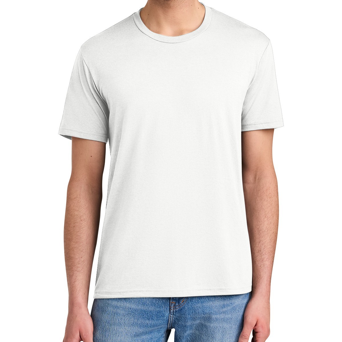 DISTRICT DM130 Men’s Perfect Tri Blend Crew Tee Plain T-Shirt, Natural / Large