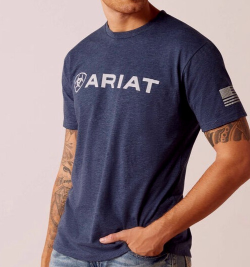 Ariat Men’s Shield Flag T-Shirt-54198 – New with Tag – NAVY HEATHER – Size XL