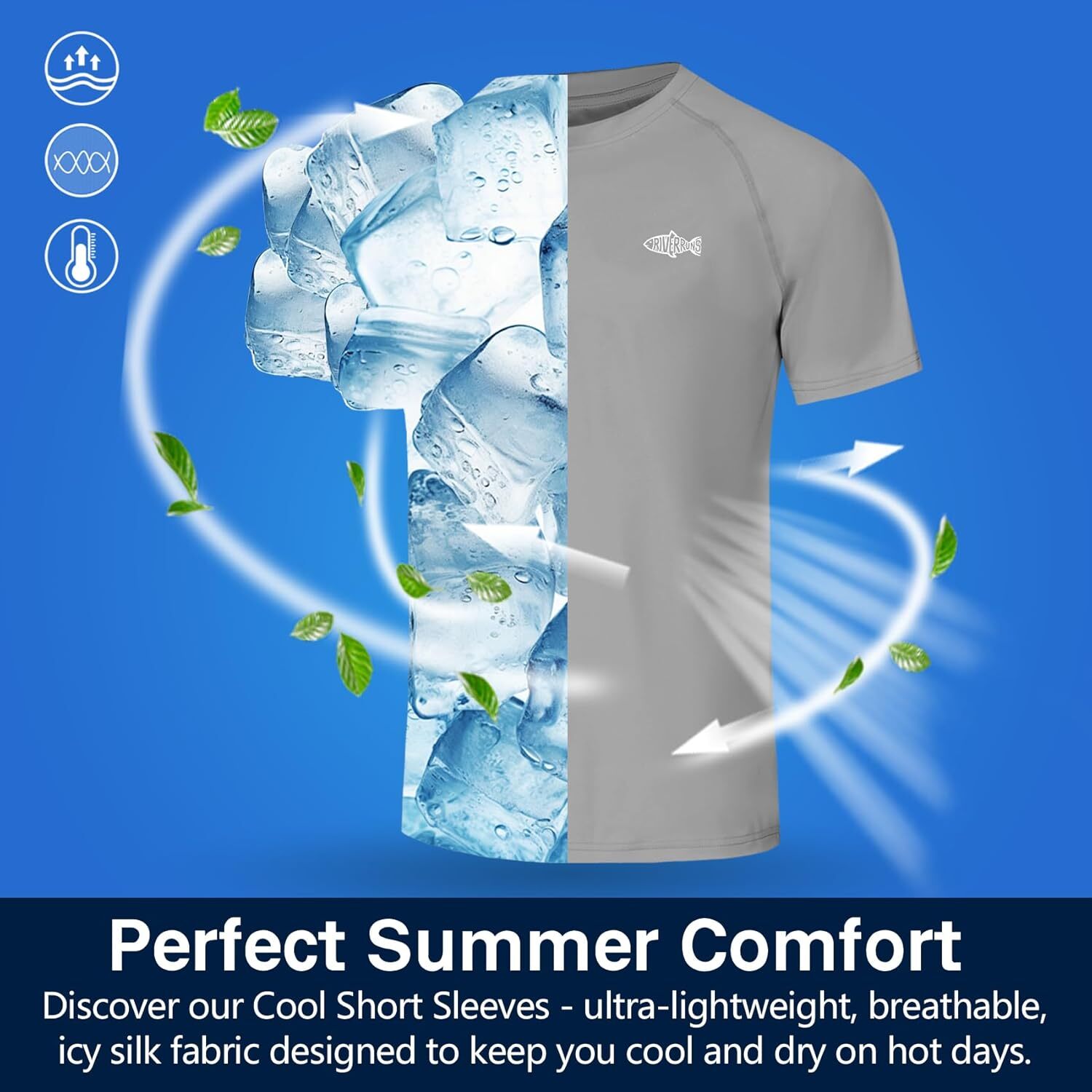 Men’s Rash Guard Short Sleeve UPF 50 Quick Dry Sun Protection Fishing T Shirt
