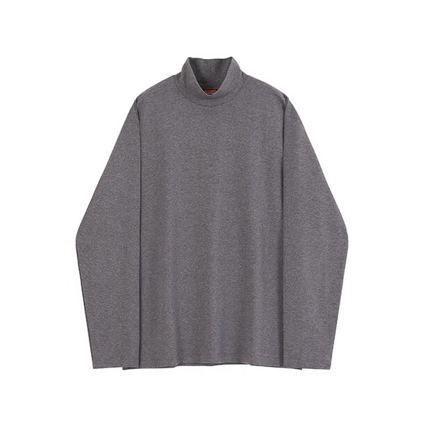 Men Bottoming Long Sleeved Tee T-Shirt Half Turtleneck Loose Crewneck Top