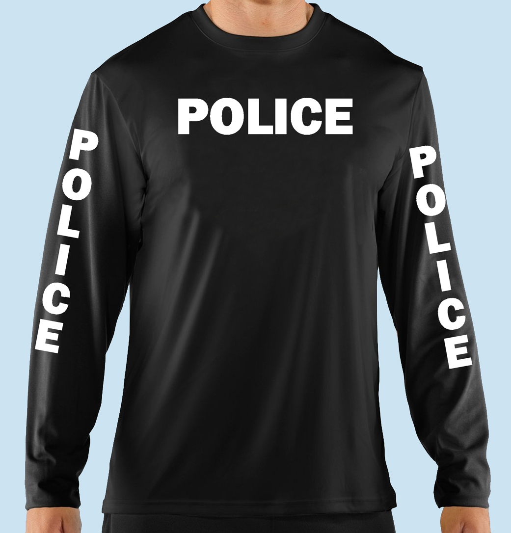 Police, Long Sleeve T-Shirt, Business, Professional, Safety 100% Cotton, Black