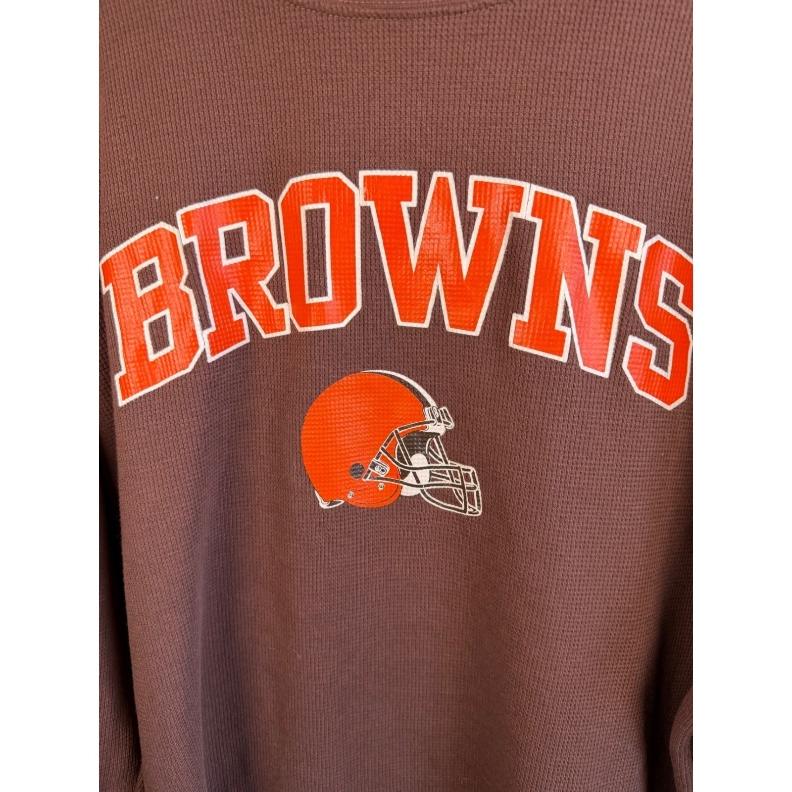 Cleveland Browns Fanatics Waffle Knit Thermal Long Sleeve Shirt Brown Mens 2XL