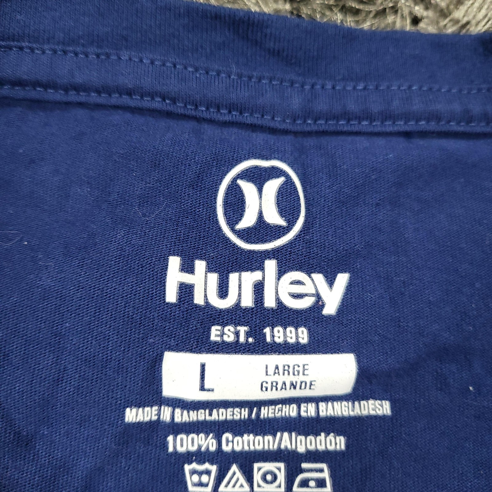 Hurley Shirt Mens Large Blue Tropical Logo Graphic Tee Tagless Crewneck Surf