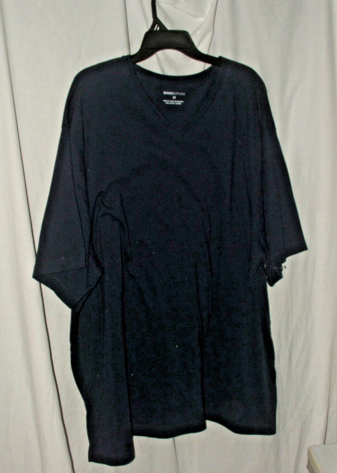 qty 2 Men’s TEE’s Basic Edition 3X 100% Cotton Navy & Black Short Sleeve V Neck