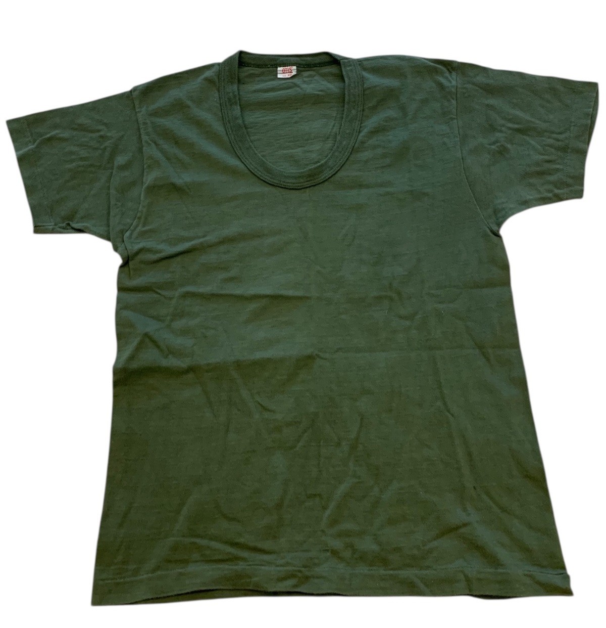Vintage 60s Army T Shirt XS Olive Drab Skivvy U-Neck Otis USMC Military Vietnam