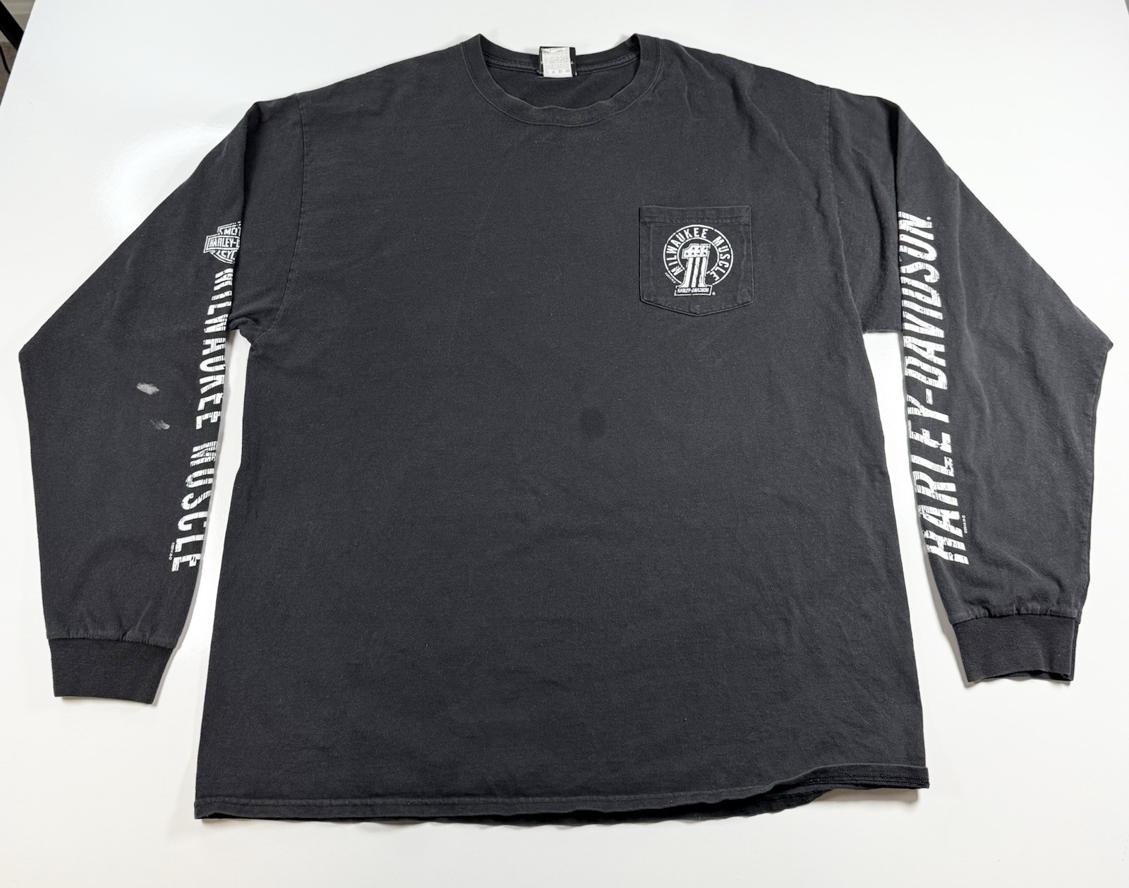 Harley Davidson T Shirt XL Milwaukee Muscle Pocket Oxford AL Long Sleeve