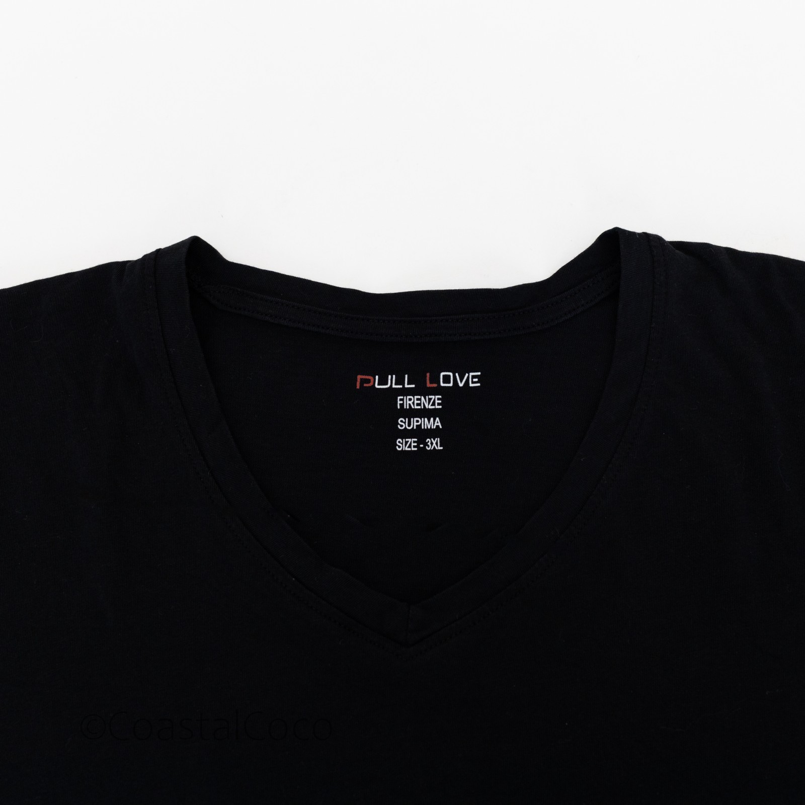 Set of 2 Supima Cotton 3XL Mens V-neck T-shirt Black Firenze Italian Classic Tee