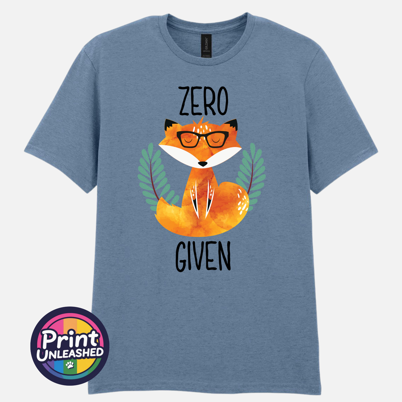 Zero Fox Given Graphic Tee Funny Printed Slogan T-Shirt Zen Fox Print Fun Gift