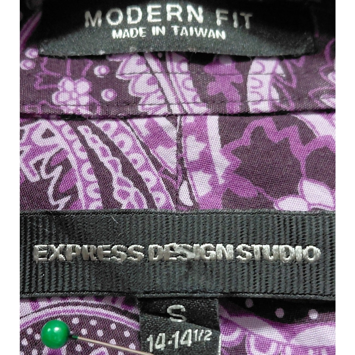 Express Design Studio Modern Fit Striped Shirt Purple Size S