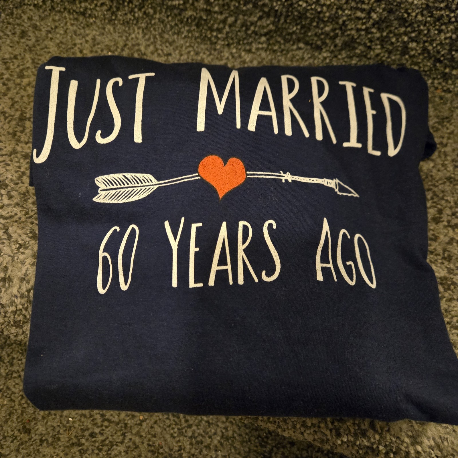 60 Anniversary M Navy Blue Just Married 60 Years Ago Long Sleeve Unisex T-Shirt