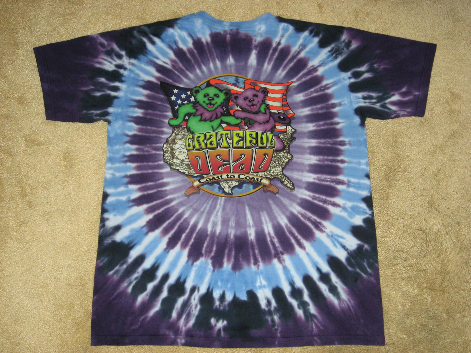Grateful Dead Walking Coast to Coast M, L, XL, 2XL, 3XL, 4XL Tie Dye T-Shirt