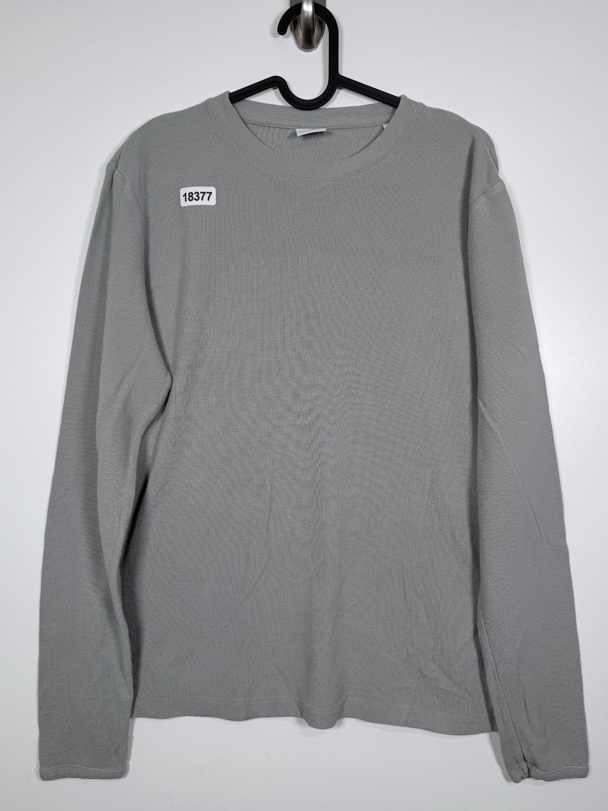 NN07 No Nationality Mens Thermal Waffle Knit Long Sleeve T Shirt Gray Sz S 21×25