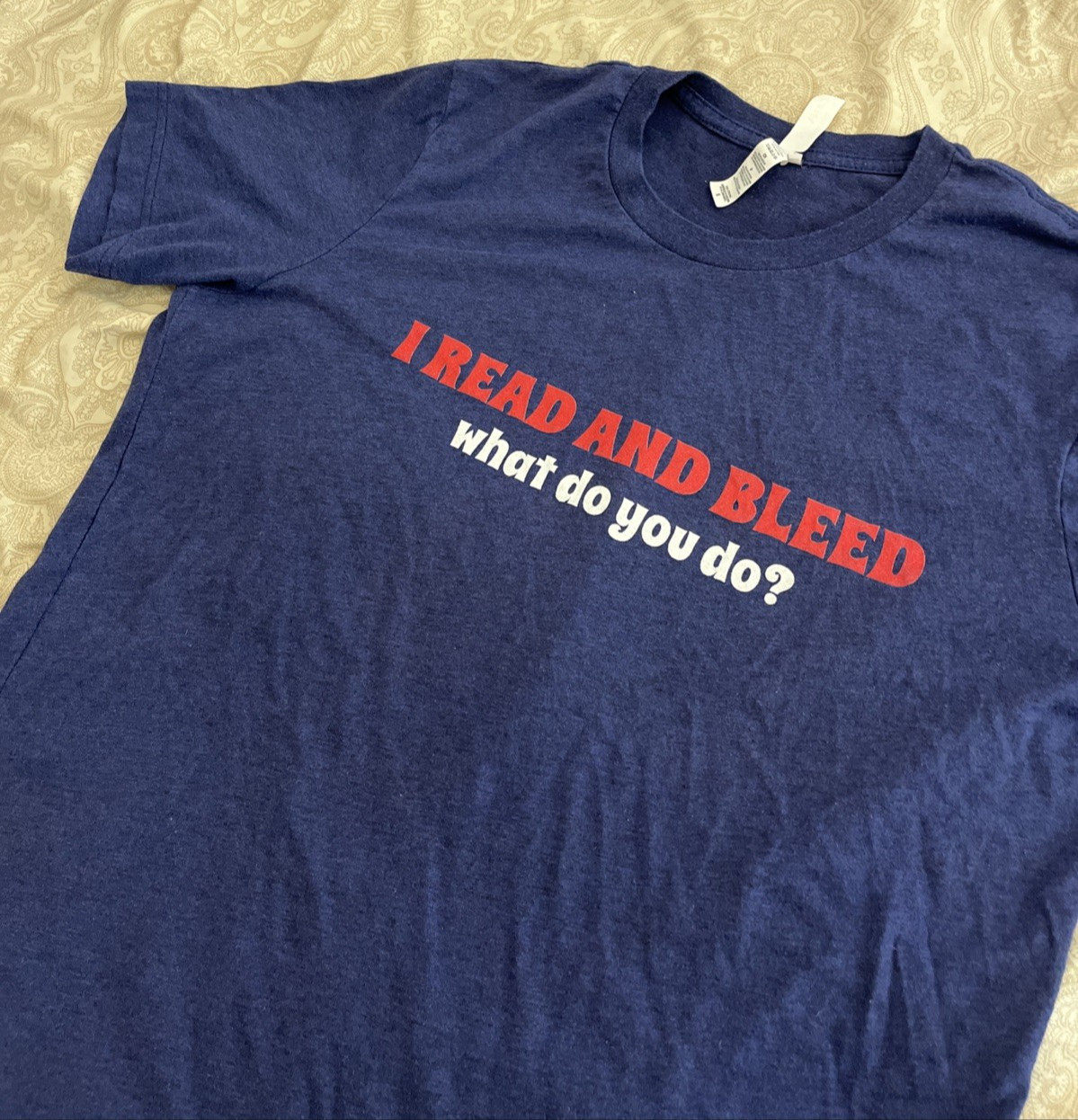 *I READ and BLEED* T Shirt Blue Men’s Shirt Poly-Cotton-Rayon Free Shipping