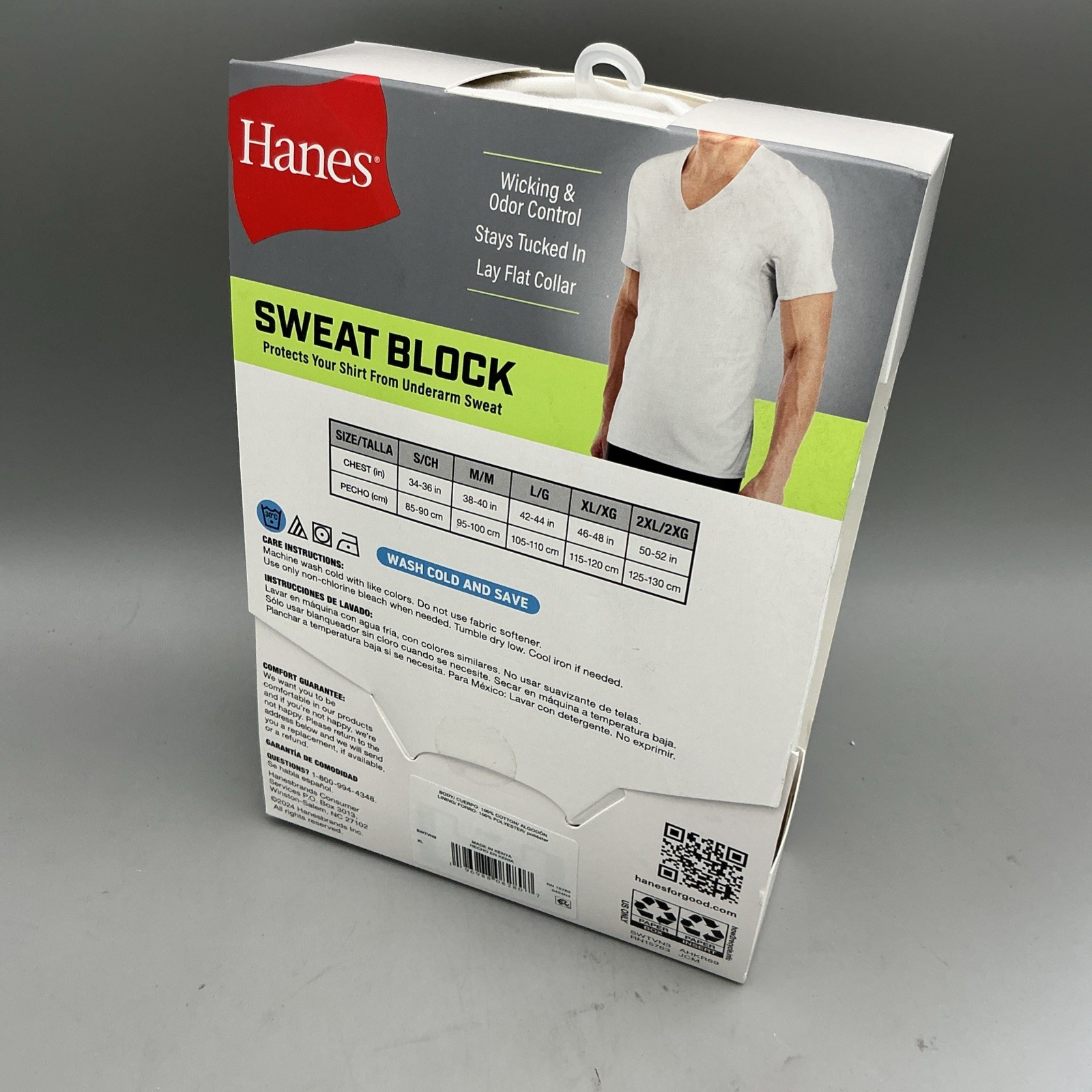 Hanes Mens Sweat Block Undershirt White V-Neck Size XL Brand New