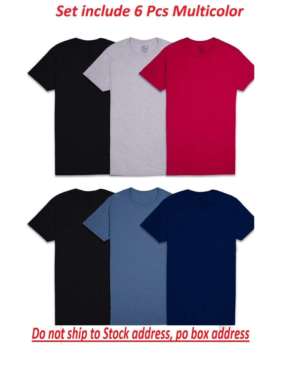 6 Pack Fruit of the Loom Men’s Crew T-Shirt Undershirts Super Value Cotton S-3XL
